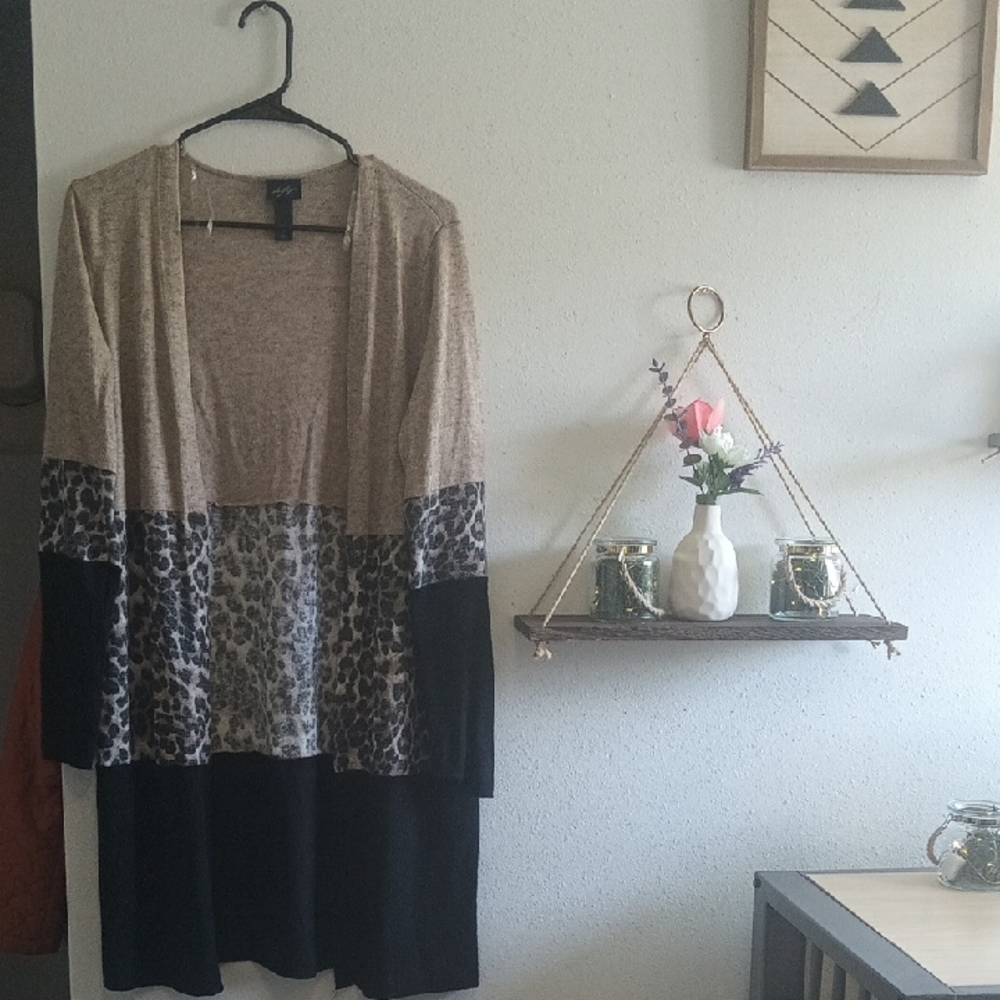 Daytrip Tan and Black Leopard Print Cardigan